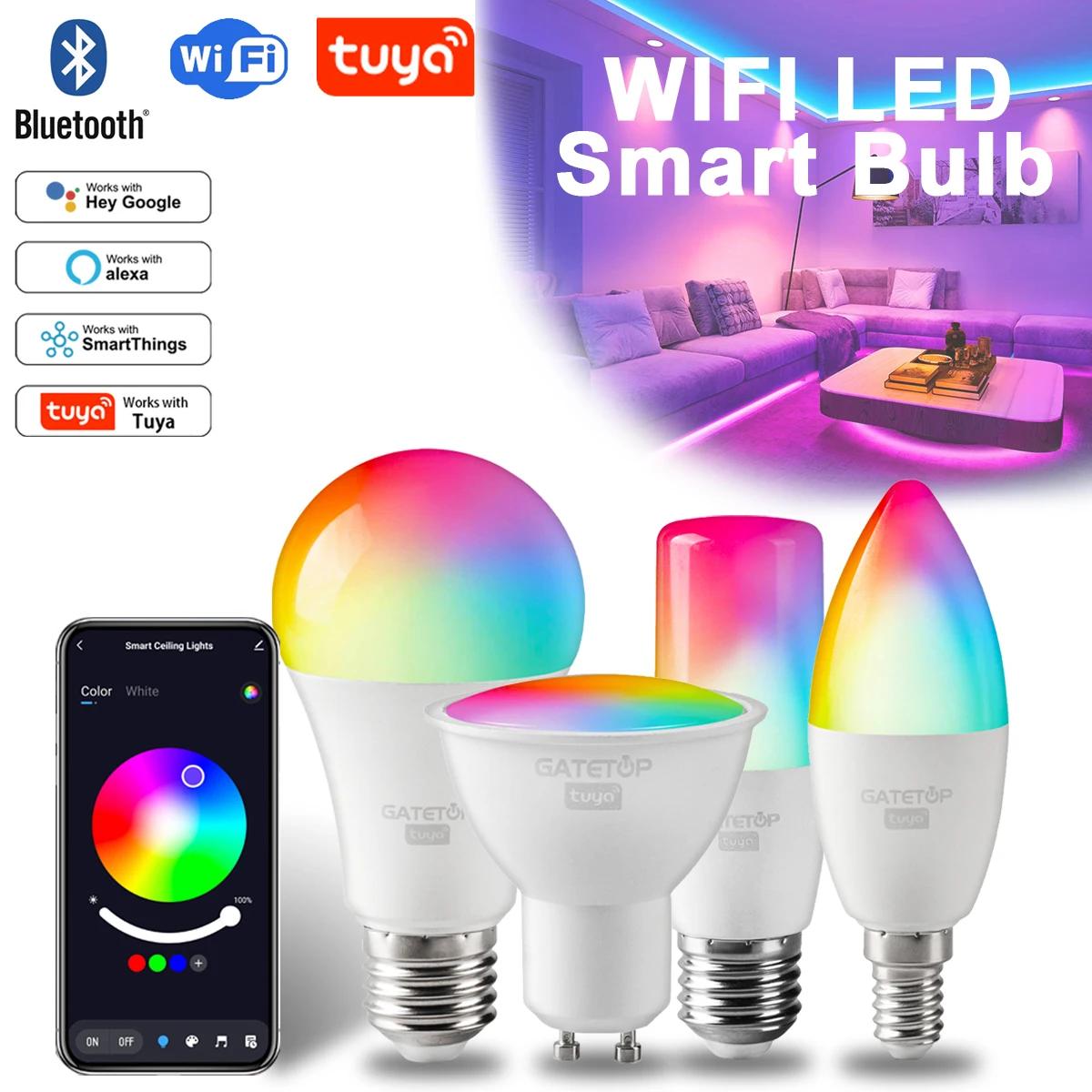 Tuya RGB Ʈ ,   ,  LED  , AC 110V 85V-265V, ˷  Ȩ Բ ۵, Gu10, C37, A60, T37, E14, E27, B22